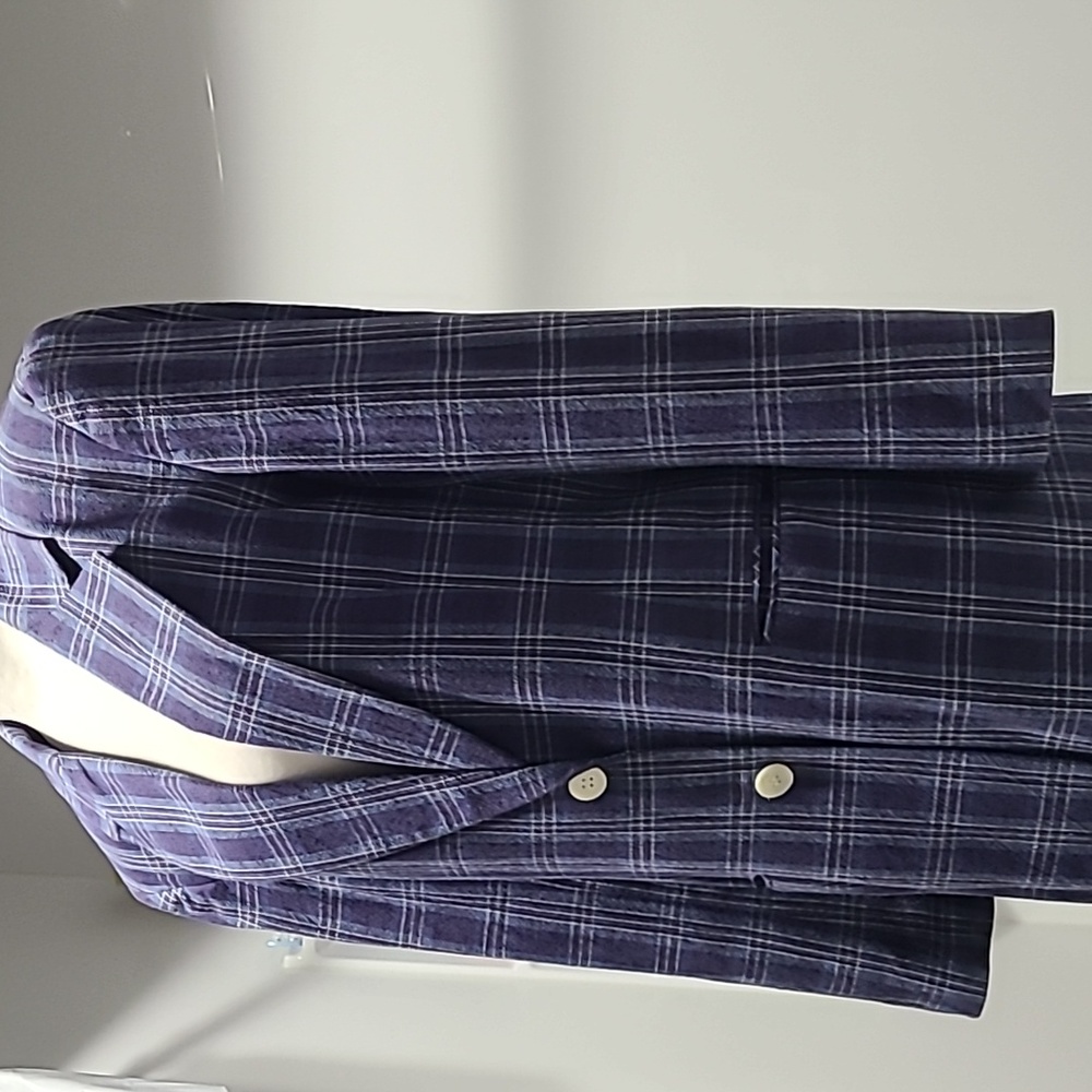 JH Collectibles vintage 90s Plaid Unisex blue Jacket Blazer preppy size 8 - Picture 7 of 9